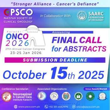 ♦️FINAL CALL FOR ABSTRACTS - ONCO 2026 was posted on  16 Sep